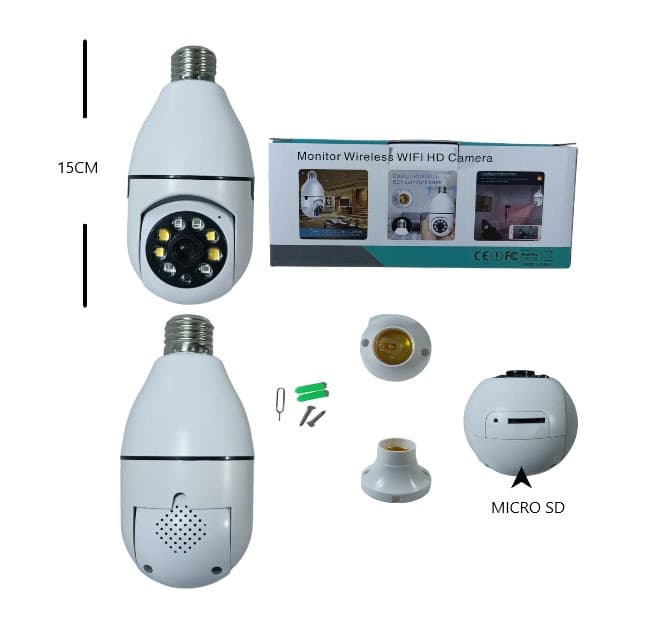 CAMARA WIFI IP DE FOCO TIPO DOMO LM-100 E27