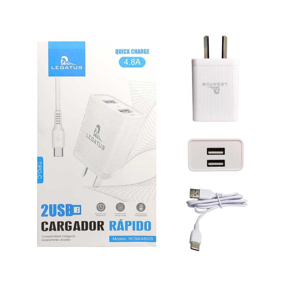 CARGADOR TIPO V8 4.8 LEGATUS 2USB