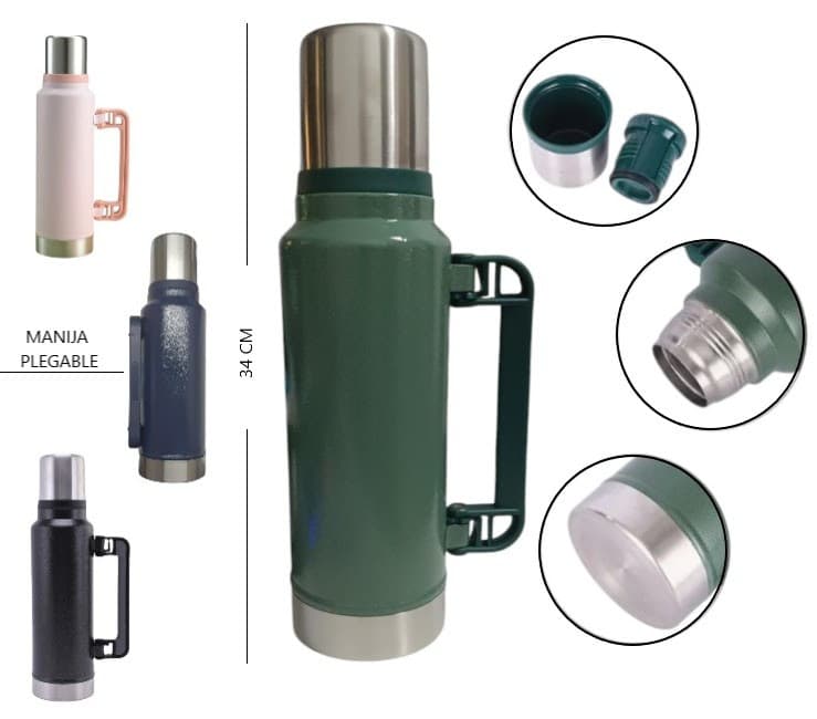 TERMO DE ACERO CON MANIJA 1.2 LTS